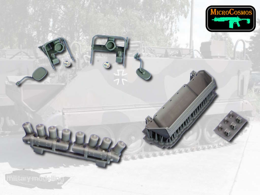 3D MicroCosmos: M113 A1G SmokeLauncher, Front-Stowage-Basket and Front Lights